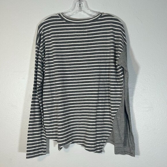 Current Elliot The‎ Slice Stripe Tee Heather Slice Stripe Gray Long Sleeve 0 / S - Picture 5 of 6